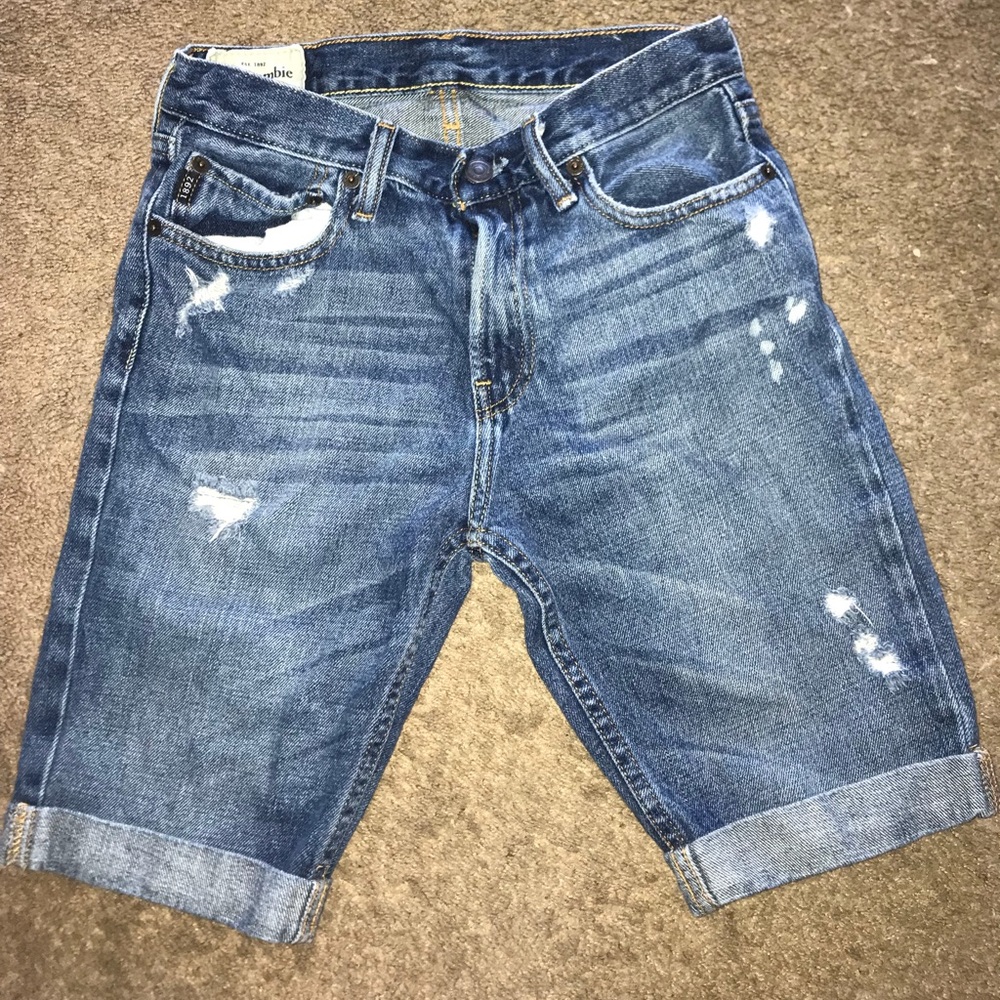 Boys Abercrombie Distressed denim shorts